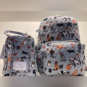 Vera Bradley NWT Large Backpack Bookbag & lunch Bunch Lunch bag/box Cotton Dog